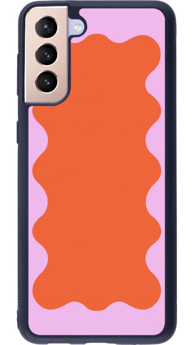 Samsung Galaxy S21+ 5G Case Hülle - Silikon schwarz Wavy Rectangle Orange Pink