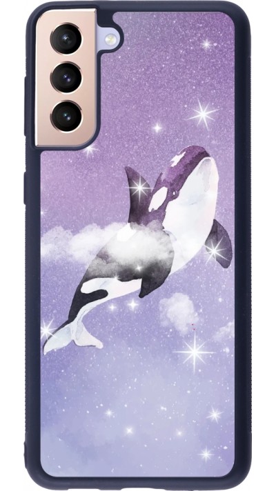Coque Samsung Galaxy S21+ 5G - Silicone rigide noir Whale in sparking stars
