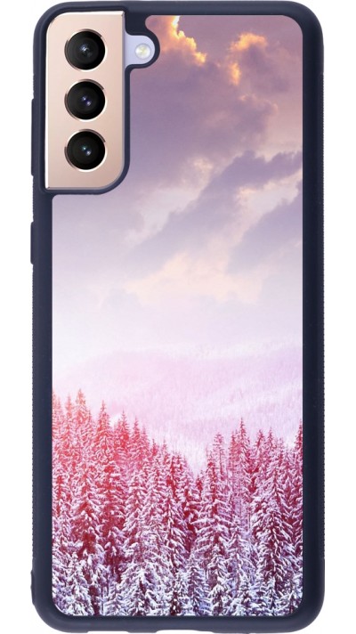 Samsung Galaxy S21+ 5G Case Hülle - Silikon schwarz Winter 22 Pink Forest
