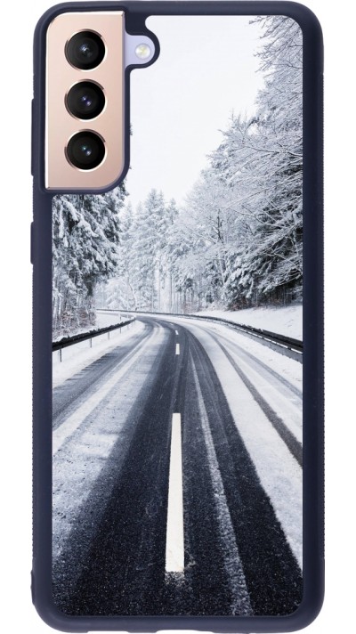 Samsung Galaxy S21+ 5G Case Hülle - Silikon schwarz Winter 22 Snowy Road