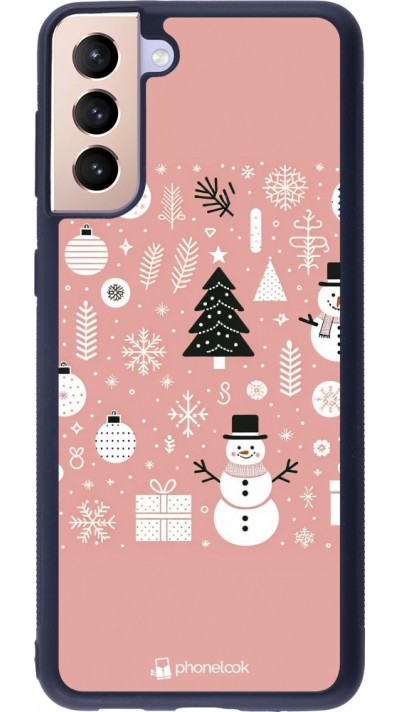 Samsung Galaxy S21+ 5G Case Hülle - Silikon schwarz Weihnachten 2024 Rose Schneemann Weihnachten