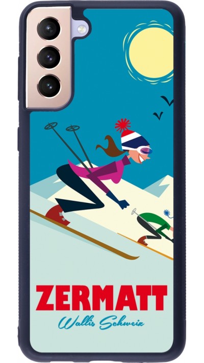 Samsung Galaxy S21+ 5G Case Hülle - Silikon schwarz Zermatt Ski Downhill