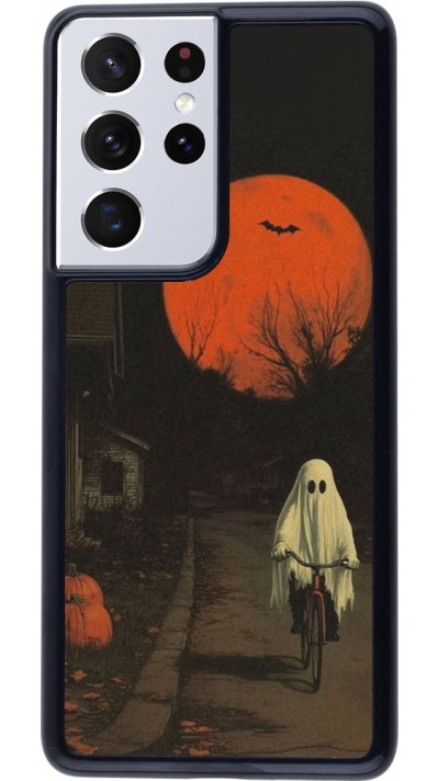 Samsung Galaxy S21 Ultra 5G Case Hülle - Halloween 2025 Ghost on a bicycle