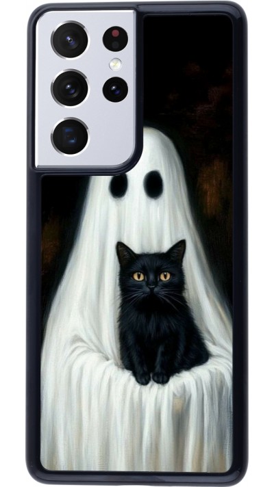 Samsung Galaxy S21 Ultra 5G Case Hülle - Halloween 2025 Ghost with black cat