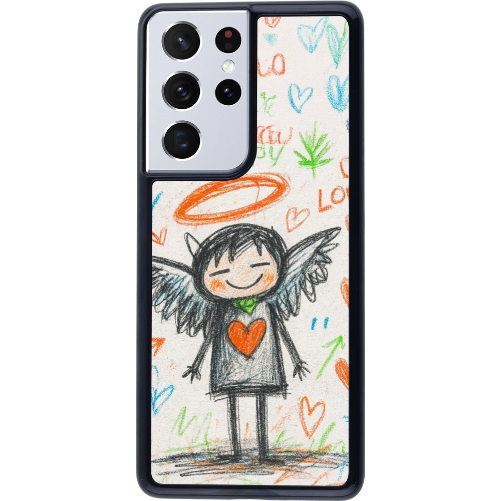Samsung Galaxy S21 Ultra 5G Case Hülle - Little Angel Sketch Love