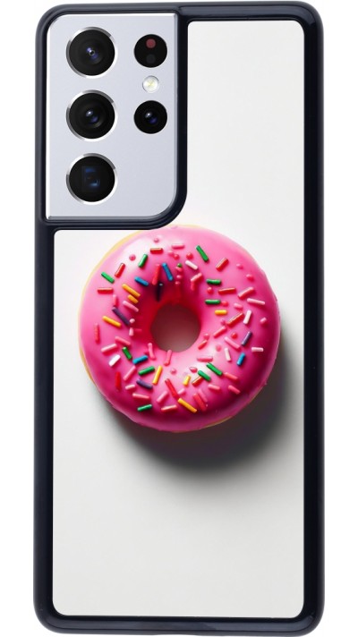 Samsung Galaxy S21 Ultra 5G Case Hülle - Weisser Hintergrund, pinker Donut