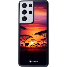 Samsung Galaxy S21 Ultra 5G Case Hülle - Safari Sonnenuntergang Wildtiere