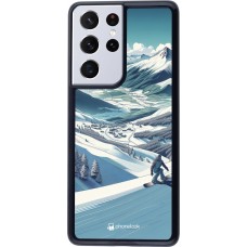 Samsung Galaxy S21 Ultra 5G Case Hülle - Snowboarder Berg