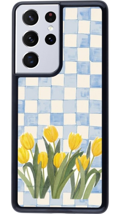 Samsung Galaxy S21 Ultra 5G Case Hülle - Blue vichy tulips 2026