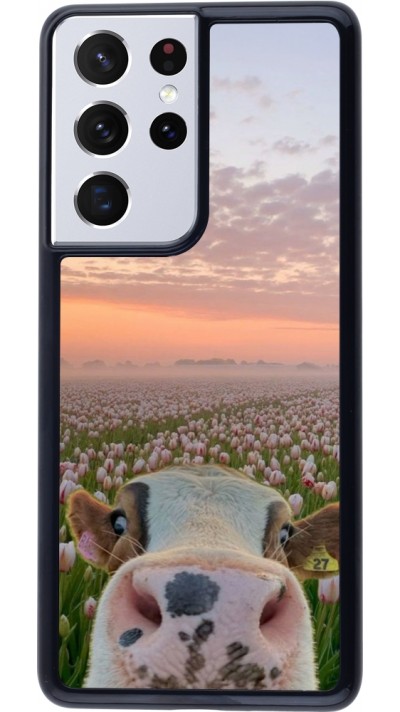 Samsung Galaxy S21 Ultra 5G Case Hülle - Cow with tulips 2026