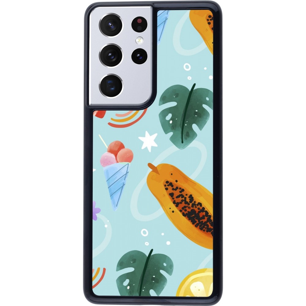 Samsung Galaxy S21 Ultra 5G Case Hülle - Summer 2025 Pattern papaya