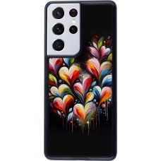 Samsung Galaxy S21 Ultra 5G Case Hülle - Valentin 2024 Schwarzes Herz Abstrakt