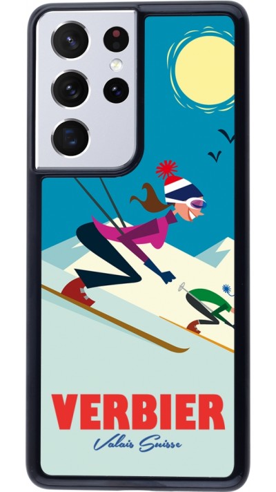 Samsung Galaxy S21 Ultra 5G Case Hülle - Verbier Ski Downhill