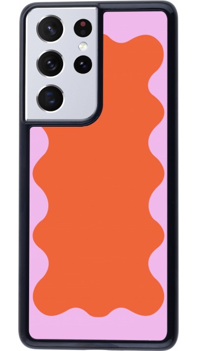 Samsung Galaxy S21 Ultra 5G Case Hülle - Wavy Rectangle Orange Pink