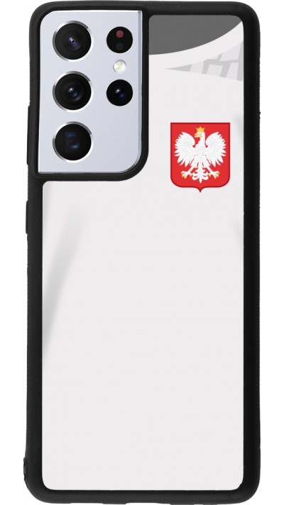 Samsung Galaxy S21 Ultra 5G Case Hülle - Silikon schwarz Polen 2022 personalisierbares Fussballtrikot