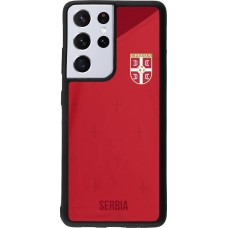 Samsung Galaxy S21 Ultra 5G Case Hülle - Silikon schwarz Serbien 2022 personalisierbares Fussballtrikot