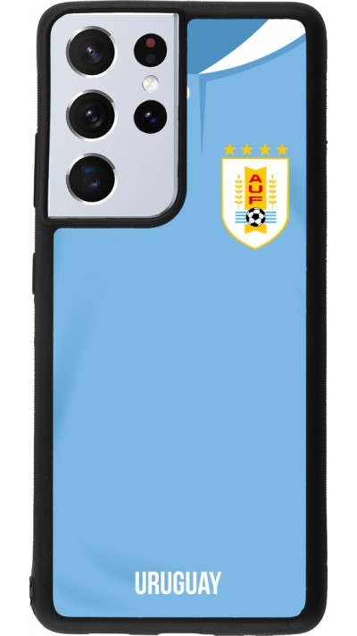 Samsung Galaxy S21 Ultra 5G Case Hülle - Silikon schwarz Uruguay 2022 personalisierbares Fussballtrikot