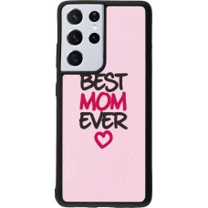 Samsung Galaxy S21 Ultra 5G Case Hülle - Silikon schwarz Mom 2023 best Mom ever pink