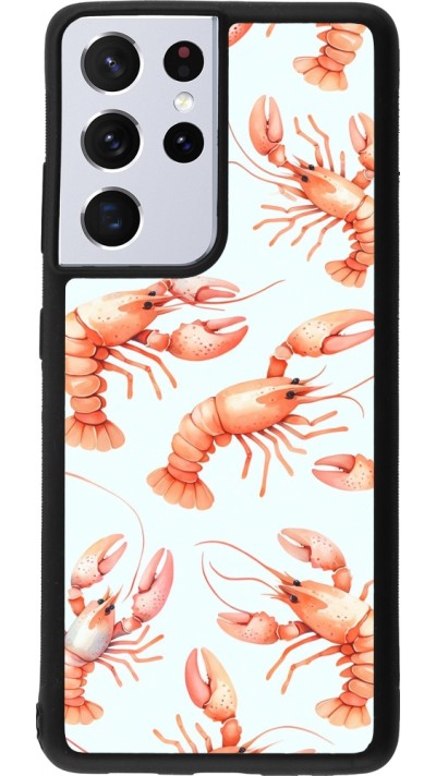 Samsung Galaxy S21 Ultra 5G Case Hülle - Silikon schwarz Muster von pastellfarbenen Hummern