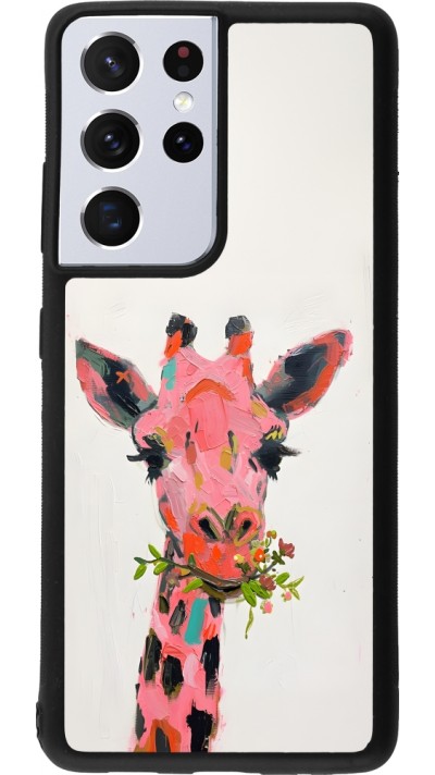 Samsung Galaxy S21 Ultra 5G Case Hülle - Silikon schwarz Pink Girafe Paint