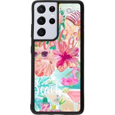 Samsung Galaxy S21 Ultra 5G Case Hülle - Silikon schwarz Preppy Collage Aloha