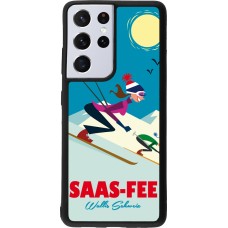 Samsung Galaxy S21 Ultra 5G Case Hülle - Silikon schwarz Saas-Fee Ski Downhill