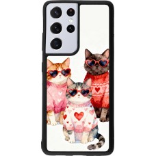 Samsung Galaxy S21 Ultra 5G Case Hülle - Silikon schwarz Saint Valentines Day 26 Cat Love