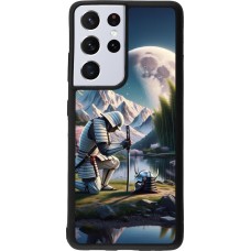 Samsung Galaxy S21 Ultra 5G Case Hülle - Silikon schwarz Samurai Katana Mond