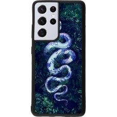 Samsung Galaxy S21 Ultra 5G Case Hülle - Silikon schwarz Snake Blue Anaconda