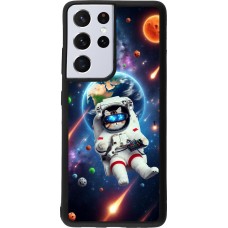Samsung Galaxy S21 Ultra 5G Case Hülle - Silikon schwarz VR SpaceCat Odyssee