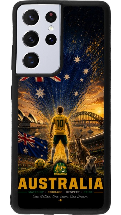 Samsung Galaxy S21 Ultra 5G Case Hülle - Silikon schwarz Fussball Australien splash 2026