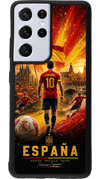 Samsung Galaxy S21 Ultra 5G Case Hülle - Silikon schwarz Fussball Espanien splash 2026