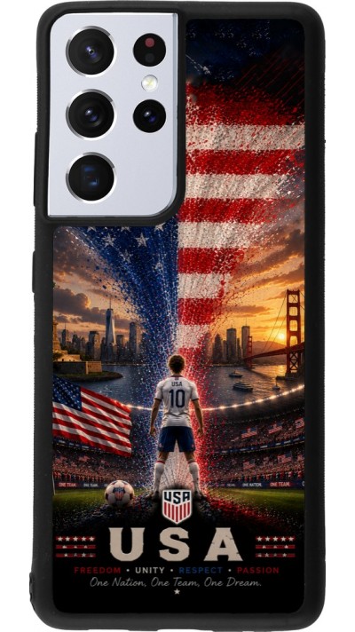 Samsung Galaxy S21 Ultra 5G Case Hülle - Silikon schwarz Fussball Vereinigten Staaten splash 2026