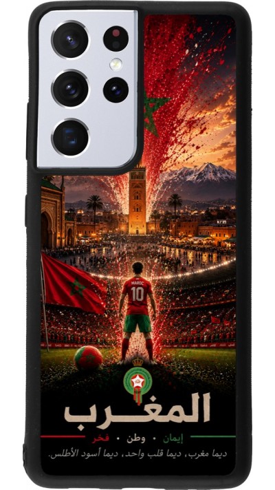 Samsung Galaxy S21 Ultra 5G Case Hülle - Silikon schwarz Fussball Marokko splash 2026