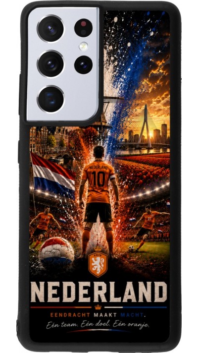 Samsung Galaxy S21 Ultra 5G Case Hülle - Silikon schwarz Fussball Niederlande splash 2026