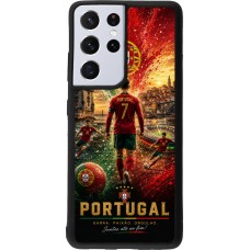 Samsung Galaxy S21 Ultra 5G Case Hülle - Silikon schwarz Fussball Portugal splash 2026