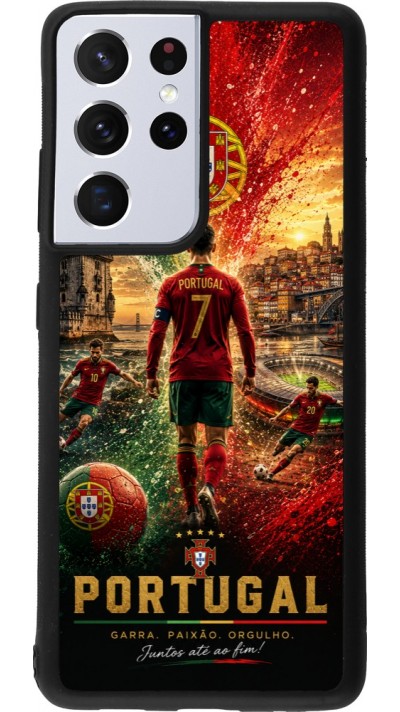 Samsung Galaxy S21 Ultra 5G Case Hülle - Silikon schwarz Fussball Portugal splash 2026