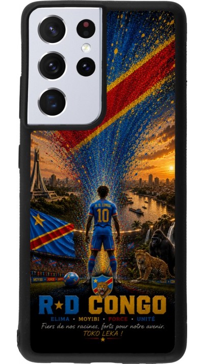 Samsung Galaxy S21 Ultra 5G Case Hülle - Silikon schwarz Fussball Demokratische Republik Kongo splash 2026