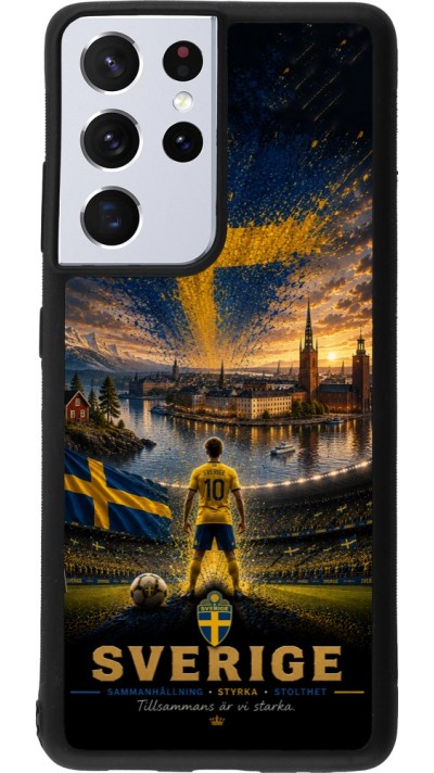 Samsung Galaxy S21 Ultra 5G Case Hülle - Silikon schwarz Fussball Schweden splash 2026