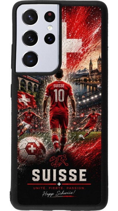 Samsung Galaxy S21 Ultra 5G Case Hülle - Silikon schwarz Fussball Suisse splash 2026