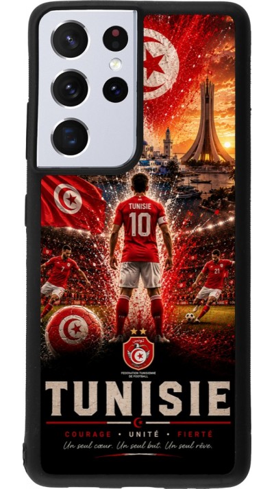 Samsung Galaxy S21 Ultra 5G Case Hülle - Silikon schwarz Fussball Tunesien splash 2026