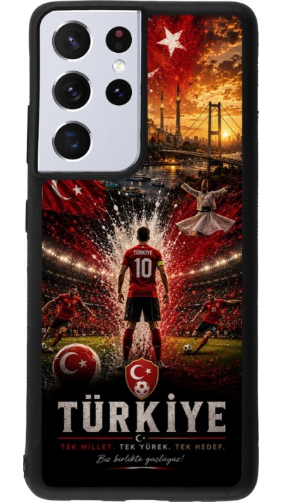 Samsung Galaxy S21 Ultra 5G Case Hülle - Silikon schwarz Fussball Türkei splash 2026
