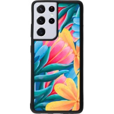 Samsung Galaxy S21 Ultra 5G Case Hülle - Silikon schwarz Spring 23 colorful flowers