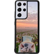 Samsung Galaxy S21 Ultra 5G Case Hülle - Silikon schwarz Cow with tulips 2026