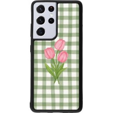 Samsung Galaxy S21 Ultra 5G Case Hülle - Silikon schwarz Green vichy tulips 2026