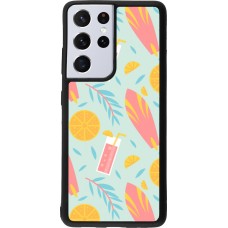 Samsung Galaxy S21 Ultra 5G Case Hülle - Silikon schwarz Summer 2025 Pattern citron