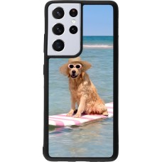 Samsung Galaxy S21 Ultra 5G Case Hülle - Silikon schwarz Summer Dog on Paddle