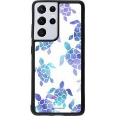 Coque Samsung Galaxy S21 Ultra 5G - Silicone rigide noir Turtles pattern watercolor