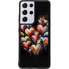 Samsung Galaxy S21 Ultra 5G Case Hülle - Silikon schwarz Valentin 2024 Schwarzes Herz Abstrakt
