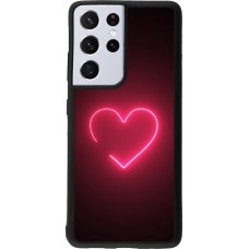 Samsung Galaxy S21 Ultra 5G Case Hülle - Silikon schwarz Valentine 2023 single neon heart